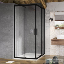 Ravak BLIX SLIM BLSRV2-90 90x90 cm-es tolóajtós zuhanykabin,Fekete+transparent X1LM70300Z1 kád, zuhanykabin