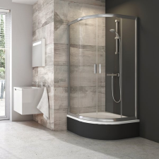 Ravak Blix zuhanykabin 90x90 cm félkör alakú alumínium fényes/üveg mintával 3B270C40ZG kád, zuhanykabin