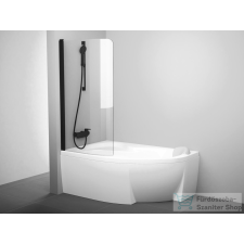 Ravak CVSK1 Rosa 160/170 balos kádparaván, Matt fekete+transparent 7QLS0300Y1 kád, zuhanykabin