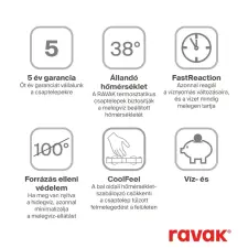 Ravak termosztátos esőztetős zuhanyszett csapteleppel csaptelep