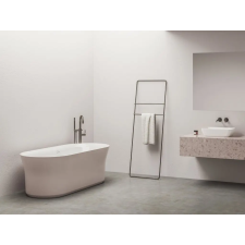 Ravak Ypsilon 180x80, akrilkád, Alabaster Pink/fehér, szabadonálló, fehér/fekete/króm lefolyó kád, zuhanykabin