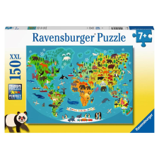  Ravensburger Puzzle 150 db - Állatos világtérkép (03854) puzzle, kirakós