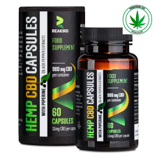 REAKIRO Hemp 900mg CBD kapszula+fekete bors kivonat vitamin és táplálékkiegészítő