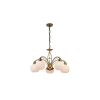 Reality Vanity Pendant lamp,antique brass5*E27,Max 60W,bulb excl.white alabaster glassDia.15cm H:13cmTotal Dia.65cm H:70cmBeads: acrylic  - REAL-328205-04