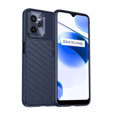 Realme Szilikon telefonvédő (közepesen ütésálló, csíkos, dombor minta) SÖTÉTKÉK Realme C35 tok és táska