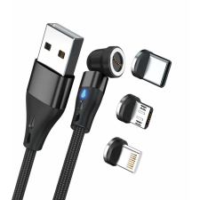 RealPower 439631 USB-A apa - USB-C/Lightning/USB-B apa 2.0 Adat és töltő kábel - Fekete (1m) kábel és adapter