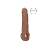 REALROCK Penis Sleeve 9 - péniszköpeny (21,5cm) - sötét natúr