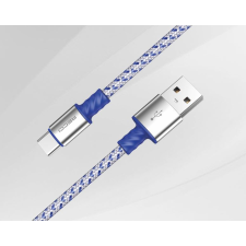 Recci RTC-N33C Type C - USB-A textil borítású adat- és töltőkábel 2m kék-ezü kábel és adapter