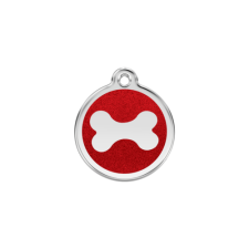 Red Dingo Csillámos Rozsdamentes csont mintás acél biléta piros nyakörv, póráz, hám kutyáknak