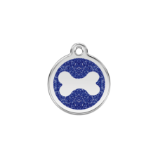 Red Dingo Csillámos Rozsdamentes csont mintás acél biléta sötétkék nyakörv, póráz, hám kutyáknak