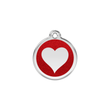 Red Dingo Csillámos Rozsdamentes szív mintás acél biléta piros nyakörv, póráz, hám kutyáknak