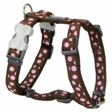 Red Dingo Pink Spots Brown Medium Dog hám nyakörv, póráz, hám kutyáknak