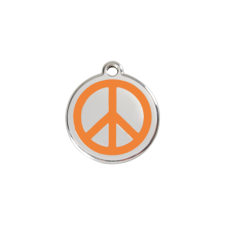 Red Dingo Rozsdamentes békejel mintás acél biléta narancssárga nyakörv, póráz, hám kutyáknak