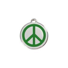 Red Dingo Rozsdamentes békejel mintás acél biléta zöld nyakörv, póráz, hám kutyáknak