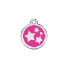 Red Dingo Rozsdamentes csillag mintás acél biléta hot pink nyakörv, póráz, hám kutyáknak