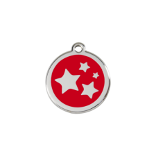 Red Dingo Rozsdamentes csillag mintás acél biléta piros nyakörv, póráz, hám kutyáknak