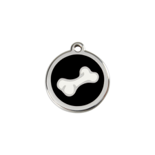 Red Dingo Rozsdamentes csont mintás acél biléta fekete nyakörv, póráz, hám kutyáknak