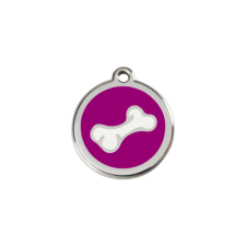 Red Dingo Rozsdamentes csont mintás acél biléta lila nyakörv, póráz, hám kutyáknak