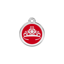 Red Dingo Rozsdamentes korona mintás acél biléta piros nyakörv, póráz, hám kutyáknak