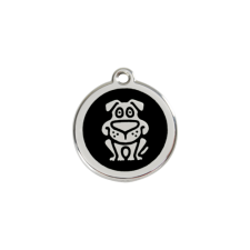 Red Dingo Rozsdamentes kutya mintás acél biléta fekete nyakörv, póráz, hám kutyáknak