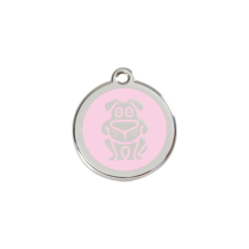 Red Dingo Rozsdamentes kutya mintás acél biléta rózsaszín nyakörv, póráz, hám kutyáknak