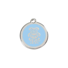 Red Dingo Rozsdamentes kutya mintás acél biléta világoskék nyakörv, póráz, hám kutyáknak