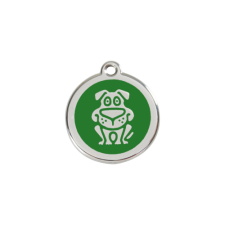 Red Dingo Rozsdamentes kutya mintás acél biléta zöld nyakörv, póráz, hám kutyáknak