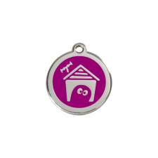 Red Dingo Rozsdamentes kutyaház mintás acél biléta lila nyakörv, póráz, hám kutyáknak