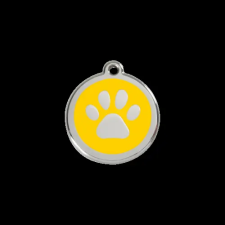 Red Dingo Rozsdamentes mancs mintás acél biléta sárga nyakörv, póráz, hám kutyáknak