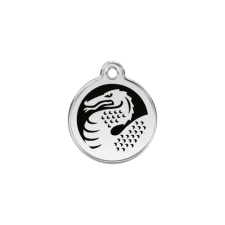 Red Dingo Rozsdamentes sárkány mintás acél biléta fekete nyakörv, póráz, hám kutyáknak