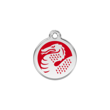 Red Dingo Rozsdamentes sárkány mintás acél biléta piros nyakörv, póráz, hám kutyáknak