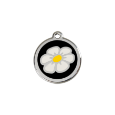 Red Dingo Rozsdamentes százszorszép mintás acél biléta fekete nyakörv, póráz, hám kutyáknak