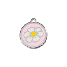 Red Dingo Rozsdamentes százszorszép mintás acél biléta rózsaszín nyakörv, póráz, hám kutyáknak