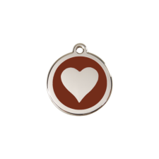 Red Dingo Rozsdamentes szív mintás acél biléta barna nyakörv, póráz, hám kutyáknak