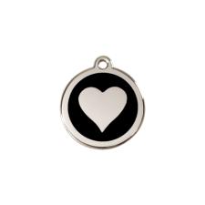 Red Dingo Rozsdamentes szív mintás acél biléta fekete nyakörv, póráz, hám kutyáknak