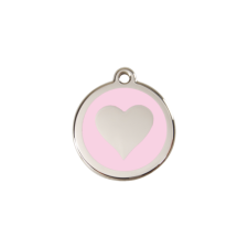 Red Dingo Rozsdamentes szív mintás acél biléta rózsaszín nyakörv, póráz, hám kutyáknak