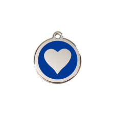 Red Dingo Rozsdamentes szív mintás acél biléta sötétkék nyakörv, póráz, hám kutyáknak