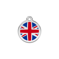 Red Dingo Rozsdamentes UK zászló mintás acél biléta nyakörv, póráz, hám kutyáknak