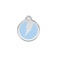 Red Dingo Rozsdamentes villám mintás acél biléta világoskék nyakörv, póráz, hám kutyáknak