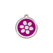 Red Dingo Rozsdamentes virág mintás acél biléta lila nyakörv, póráz, hám kutyáknak