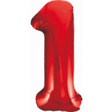  Red, Piros 1-es szám fólia lufi 85 cm party kellék