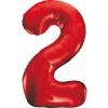  Red, Piros 2-es szám fólia lufi 85 cm