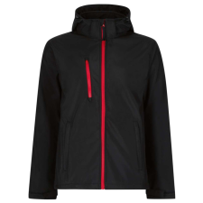 Regatta levehető kapucnis, 3 rétegű férfi softshell kabát, RETRA701, Black/Classic Red-2XL női dzseki, kabát