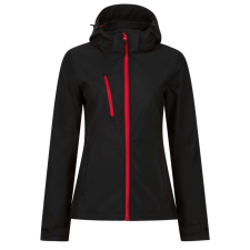 Regatta levehető kapucnis, 3 rétegű Női softshell dzseki, RETRA702, Black/Classic Red-18 női dzseki, kabát