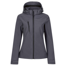 Regatta levehető kapucnis, 3 rétegű Női softshell dzseki, RETRA702, Seal Grey/Black-18 női dzseki, kabát