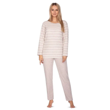 Regina Agata női frottírpizsama, bézs, csíkos S hálóing, pizsama