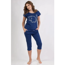 Regina Mici női pamutpizsama, kék, macskás L