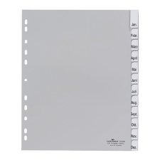 Regiszter DURABLE műanyag A/4 maxi Jan-Dec 12 részes szürke regiszter és tartozékai