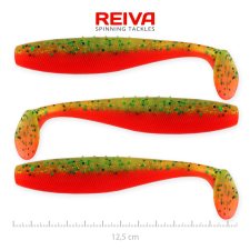 Reiva Flat Minnow shad 12,5cm 3db/cs (Zöld-Narancs Flitter) horgászkiegészítő