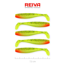 Reiva Flat Minnow shad 7,5cm 5db/cs (Zöld-Piros Flitter) horgászkiegészítő